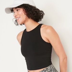 Old Navy Light Support PowerChill Longline Sports Bra Tank in Black